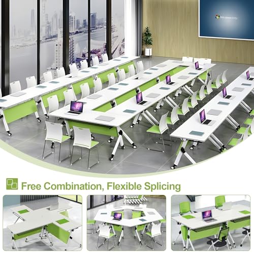 JNMDLAKO Conference Room Tables, 6PCS Flip Top Folding Training Table with Silent Caster Wheels