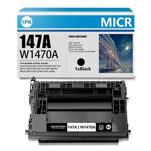 1 Pack Black Compatible 147A | W1470A MICR Toner Cartridge Replacement for M610 M610dn M612 M612dn M611x Flow MFP M634h M634z MFP 635h 636fht 635fht 636h Printer Ink Cartridge (High Yield)