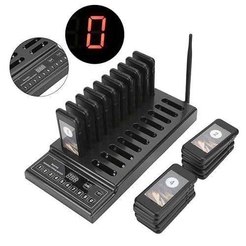 inBEKEA Wireless Restaurant Waiter Service Calling System with 999-Channel 20 Keyboard Pagers