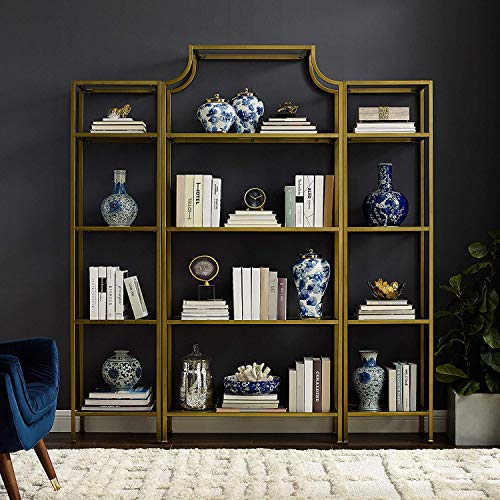 Crosley Furniture KF65004GL Aimee 3-Piece Etagere Bookcase Set - Gold and Glass