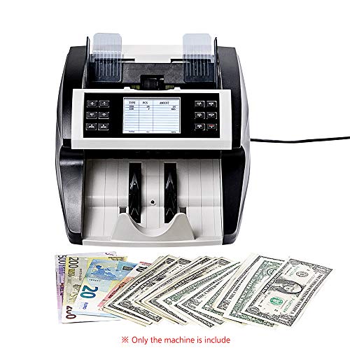 Aibecy Bill Counter Multi-Currency Cash Banknote Money Bill Automatic Counter Counting Machine with UV MG MT IR Counterfeit Detector Supports Mixed Value Counting Function for EURO/USD/GBP/AUD/JPY/KRW