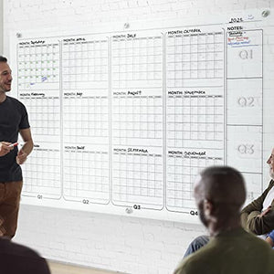 Giant Clear Acrylic Dry Erase Calendar Year Quarter Board For Wall 60 x 36 Inches With Mounting Hardware Silver Anchors, Acrylic Dry Erase Calendar, Jumbo Yearly Wall Calendar With 12 Months Undated