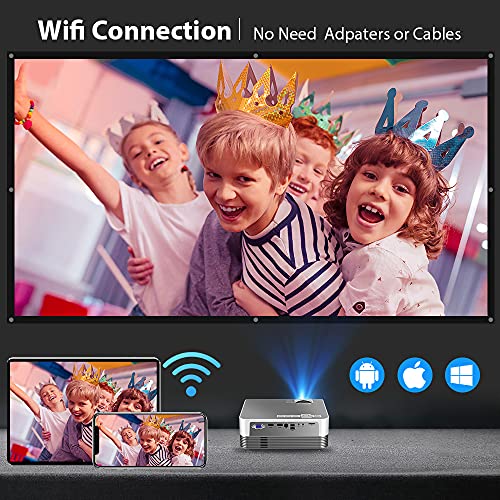 MOOKA Q6 Native 1080P WiFi Bluetooth Projector,Upgraded 8500L HD Video Projector with Carrying Bag,Support 4K &300＂Display,Home&Outdoor Movie Projector Compatible with iOS/Android/PC/TV Stick/PS4