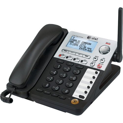 AT&T SynJ SB67148 Two 4 Line Deskset Cordless Phone Plus Expandable Handset Bundle