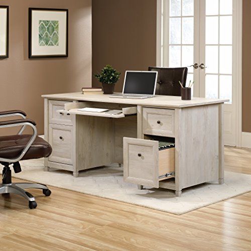 Sauder 418795 Edge Water Executive Desk, Chalked Chestnut Finish