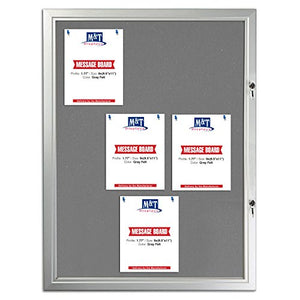 Enclosed Felt Bulletin Board for Outdoor Use with Locking Door Weatherproof (Gray 9 x (8.5x11)