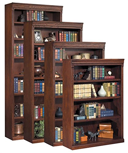Martin Furniture Huntington Oxford 72" Open Bookcase, Burnish Finish, Fully Assembled
