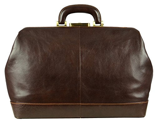Leather Doctor Bag with Key Lock - Full grain Medical Handbag Doctors Briefcase Dyed by Vegetable Tanning Para Satchel Vintage Unisex - Time Resistance