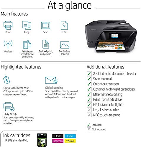 HP OfficeJet Pro 6978 All-in-One Wireless Printer, HP Instant Ink or Amazon Dash replenishment ready (T0F29A)