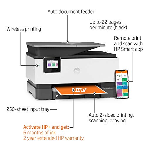HP OfficeJet Pro 9015e All-in-One Wireless Color Printer for home office, with bonus 6 months free Instant Ink with HP+ (1G5L3A)