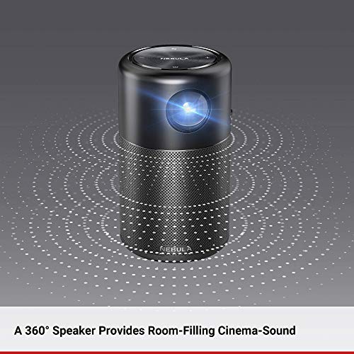 Nebula Capsule, by Anker, Smart Portable Wi-Fi Mini Projector, 100 ANSI lm Pocket Cinema, DLP, 360° Speaker, 100" Picture, 4-Hour Video Playtime, and App-Watch Anywhere (Renewed) 