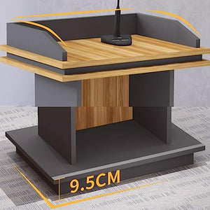 None Wooden Hostess Stand with Shelf, Floor Standing Podiums Reception Desk
