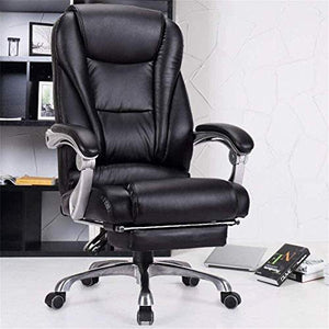 None Ergonomic Swivel Reclining Office Chair with Footrest - Black