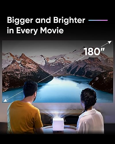 NOMVDIC 4K Short Throw Projector with H/K Speaker & 180" Screen