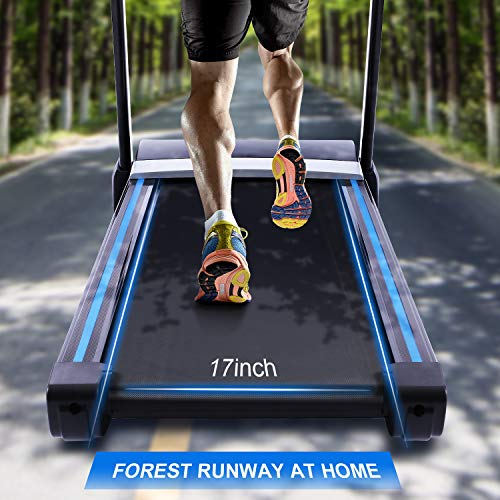 ANCHEER 3.25HP Folding Treadmill with APP Control, Electric Automatic Incline Treadmill with Bluetooth Speaker, Motorized Running Jogging Machine for Gym Home & Office Workout (Black)