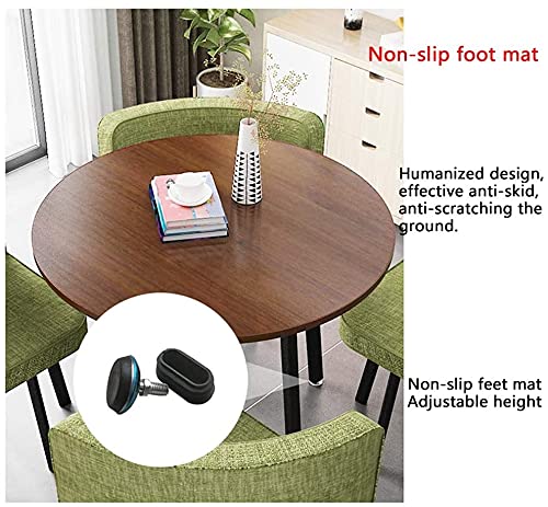 SKUAI Small Office Conference Coffee Table Chair Set, 1 Table 4 Chairs Cotton Linen Cloth Chair 90cm Round Table Wooden - Khaki