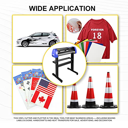 VEVOR 28 Inch Vinyl Cutter Machine with 20 Blades - 720mm Paper Feed - Sturdy Floor Stand - Adjustable Force and Speed