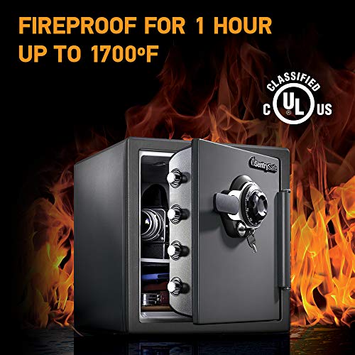 SentrySafe SFW123DSB Fireproof Safe and Waterproof Safe with Dial Combination 1.23 Cubic Feet