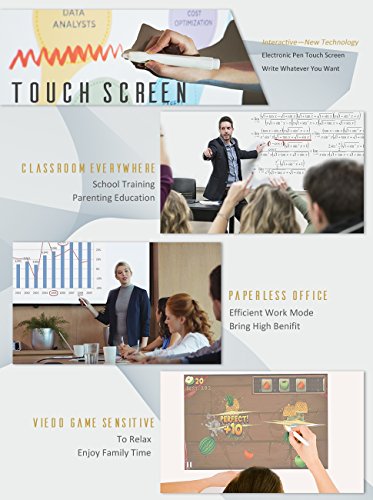 Projector Full 3D 4K Decoding Built-in Interactive Portable Projector 15000mah Battery 2500 Lumens for School Education Classroom Office