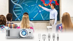 Optoma WU334 WUXGA High Brightness 3D DLP Office and Business Projector for meeting rooms and classrooms, Long 15,000h lamp life with bright 3,600 lumens for lights on viewing