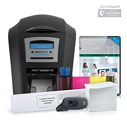 AlphaCard Compass Complete Photo ID Card Printer System with AlphaCard ID Software