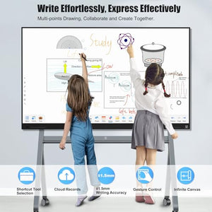 LINGHUFOX 75 Inch Interactive Whiteboard with 4K UHD Touch Screen - All-in-One Smart Board for Classroom and Office