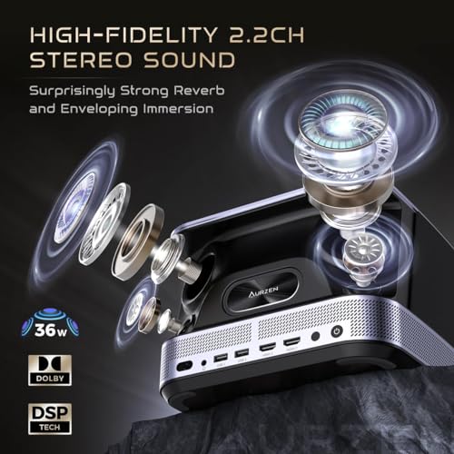 Aurzen All-in-One 4K Smart Projector with WiFi, Bluetooth, Dolby Audio, 36W Speakers