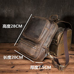 WYYGYQ Large-Capacity Men's Chest Bag Retro Diagonal Bag Casual Shoulder Bag Leather Men's Bag Backpack Men's Gift (Color : A, Size : 28 * 20 * 7.5cm)