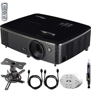 Optoma (HD143X) Full HD 1080p 3D DLP Home Theater Projector w/ Mount Bundle Includes, 6 Outlet Wall Tap w/ 2 USB Port + Low Profile Projector Mount + 2x HDMI Cable + LCD/Lens Cleaning Pen