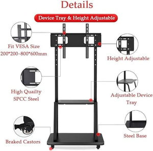 GaRcan Mobile TV Cart Stand 32-65 Inch Free Lift Floor Stand with AV Stand Camera Mount