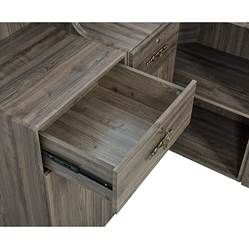 Dir Reception Desk Valencia Combination in Rustic Teak with Lights