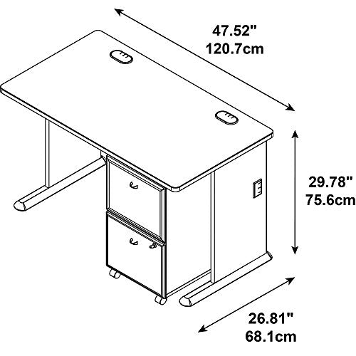 Bush Business Furniture Series A Natural Cherry/Slate 48W Desk with 2-Drawer Mobile Pedestal
