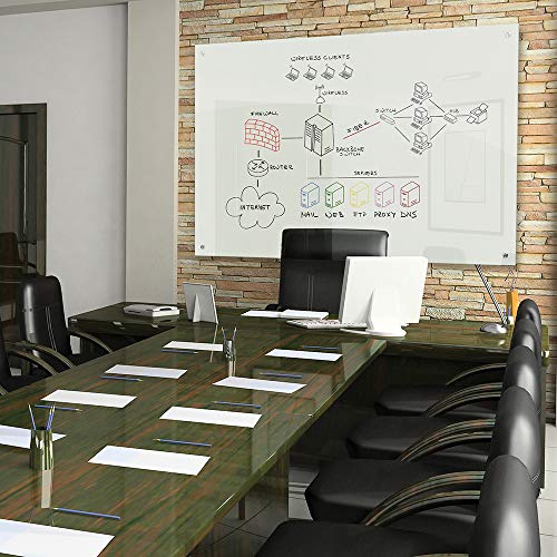 Best-Rite 83941 Enlighten Glass Dry Erase Whiteboard, Glossy White 1/8 inch Tempered Glass, 4 x 6 Feet