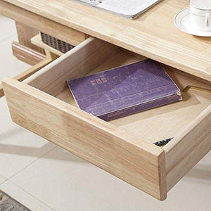 CHUNSHENN Folding Computer Desk Solid Wood Computer Desk Office Desk Workstation with 2 Drawers Study Writing Desk Computer PC Laptop Table (Color : Natural, Size : 120x75x60cm)