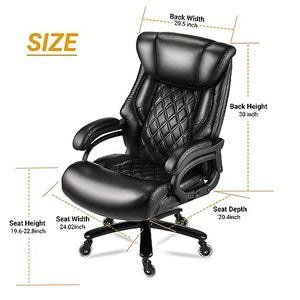 WILLMITA Big and Tall Office Chair 500lbs with Air Lumbar Support - Black