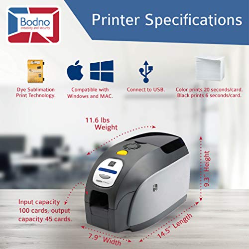 Zebra ZXP Series 3 Dual Sided ID Card Printer & Complete Supplies Package with Bodno Gold Edition ID Software 2