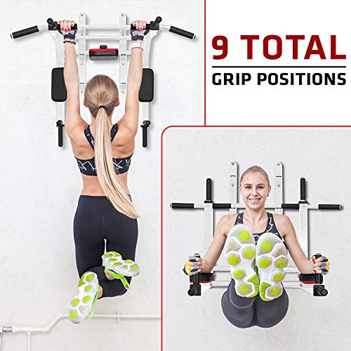 STOZM Pull Up Bar – Multi-Functional Strength Training Chin Up Bar with 3-Level Height Adjustability for Total Body Exercises (White) (BH0D)