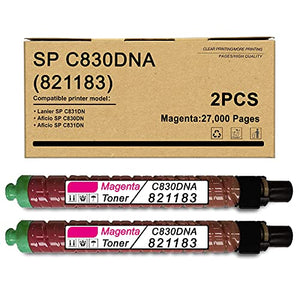2 Pack Magenta 821183 Compatible SP C830DNA Toner Cartridge Replacement for Ricoh Aficio SP C830DN C831DN Lanier SP C831DN Printer Toner Cartridge.