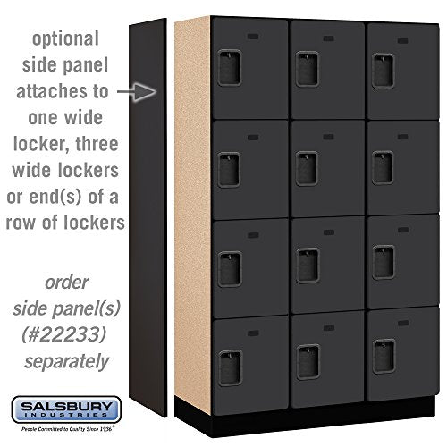 Salsbury Industries Black 4-Tier Extra Designer Wood Locker with Three Wide Storage Units, 6ft High, 18in Deep