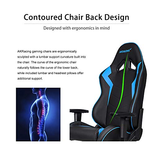 AKRacing Core Series SX Gaming Chair with High Backrest, Recliner, Swivel, Tilt, Rocker and Seat Height Adjustment Mechanisms with 5/10 Warranty - Blue
