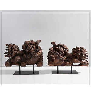 BinOxy Chinese Resin Left Lion Sculpture Decor