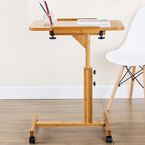 DNSJB Computer Desk Removable Laptop Table Office Standing Computer Table Desk-Multifunction Bed Sofa Side Table,Work Station,Rolling,Height Adjustable,Bamboo,2 Sizes Breakfast Tray Table