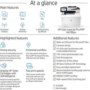 HP Color Laserjet Pro Multifunction M479fdw Wireless Laser Printer (W1A80A) with High Yield 4 Color-Toner-Cartridges