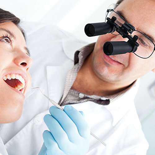6.0X Magnification Dental Loupes, Prismatic Keplerian Style Titanium Frame, Dental Surgical Medical Binocular 45mm Field of View + 25mm Depth of Field + 420mm Working Distance