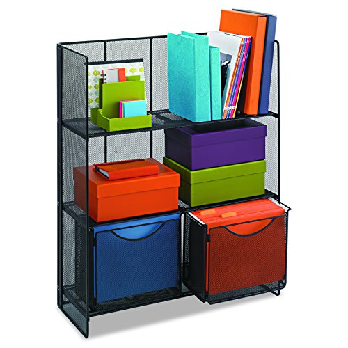 Safco Products 6240BL Onyx Mesh Fold-Up Shelving, Black