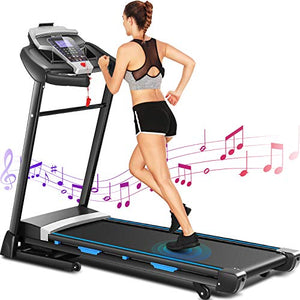 FUNMILY Treadmill, 3.25 HP Folding Treadmill with APP Control, Automatic Incline and Bluetooth Audio Speakers, Indoor Walking Running Exercise Machine for Home Office Workout (Black)