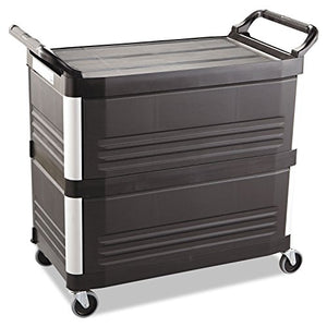 Rubbermaid Commercial Xtra Utility Cart, 300-lb Capacity, Three-Shelf, Black