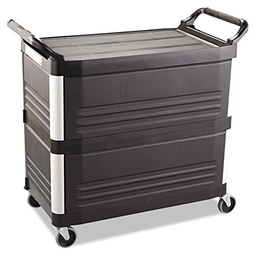 Rubbermaid Commercial Xtra Utility Cart, 300-lb Capacity, Three-Shelf, Black