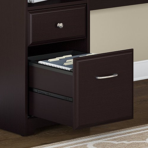 Bush Furniture Cabot 72W L Shaped Computer Desk with Hutch and Drawers in Espresso Oak