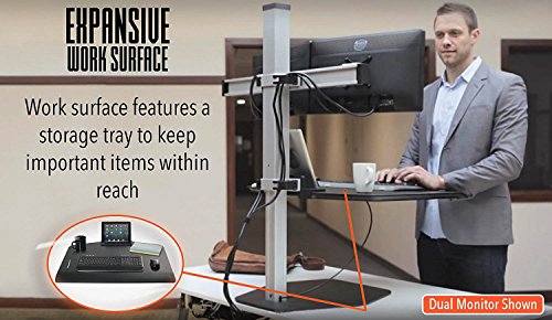 Stand Steady Winston Workstation Single Monitor Mount Sit-Stand Desk with Compact Work Surface (Innovative WNST-1-CW) | One Monitor Standing Desk with VESA Mount| Height Adjustable! (1 Monitor/Black)